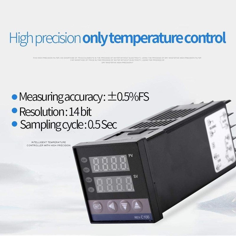 Nikou Digital Thermostat- 0℃~1300℃ AC110V-240V Intelligent Thermostat Alarm REX-C100 Digital