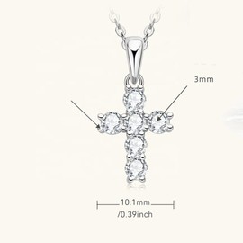 ROUGEMONT Cross Necklace Moissanite 925 Sterling Silver with Certificate of Authenticity 45 cm Length 3.0 mm 1.0 Carat with Stylish Gift Box Jewellery Jewellery, Standard, Sterling Silver