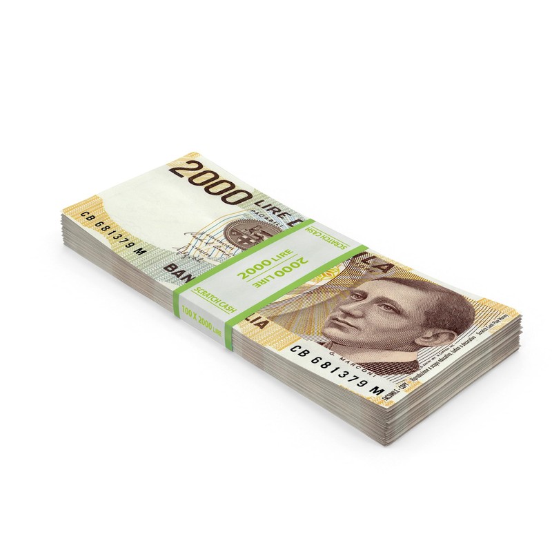 Scratch Cash 100 x 2,000 Lira Play Money (Real Size)