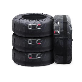 Geloo Car Tire Cover, Seasonal Tire Totes,Polyester Wheel Tires Storage Bags, Waterproof Dustproof Wheel Cover with 4pcs Fit for 19"-23" Tyres (Diameter 80cm)-Black