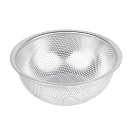 DELISH KITCHEN Pearl Metal Strainer Silver 8.3 inches (21 cm) Stainless Steel Punch Ball with Feet HB-4233