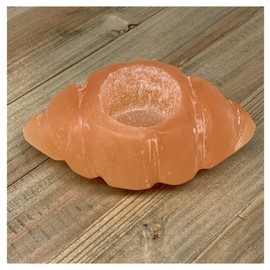 410-450g, 5"x2.9"x2" Orange Selenite Candle Holder Marquise Shape from Morocco