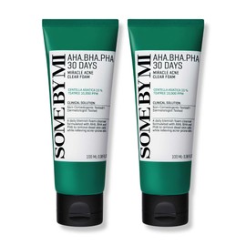 SOME BY MI AHA BHA PHA 30 Days Miracle Acne Clear Foam – Pack of 2 – Salicylic Acid Cleanser for Exfoliation & Sebum Control – Gentle Acne Face Wash for Smooth & Clear Skin - Korean Skin Care