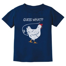 Tstars Guess What? Chicken Shirt Novelty Gifts for Boys and Girls Funny Youth Kids T-Shirt Medium Navy