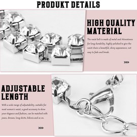 FERCAISH Women's Chain Belt, Waist Chain, Silver Dress, Adjustable Rhinestone Belly Chain, Metal Diamond Belt Chain, for Evening Dress, Decorative, silver