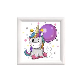 Diamond Painting Picture with Frame Unicorn Size Approx 18 x 18 cm Diamond Painting Kit with Rhinestones for Children Aged 5+