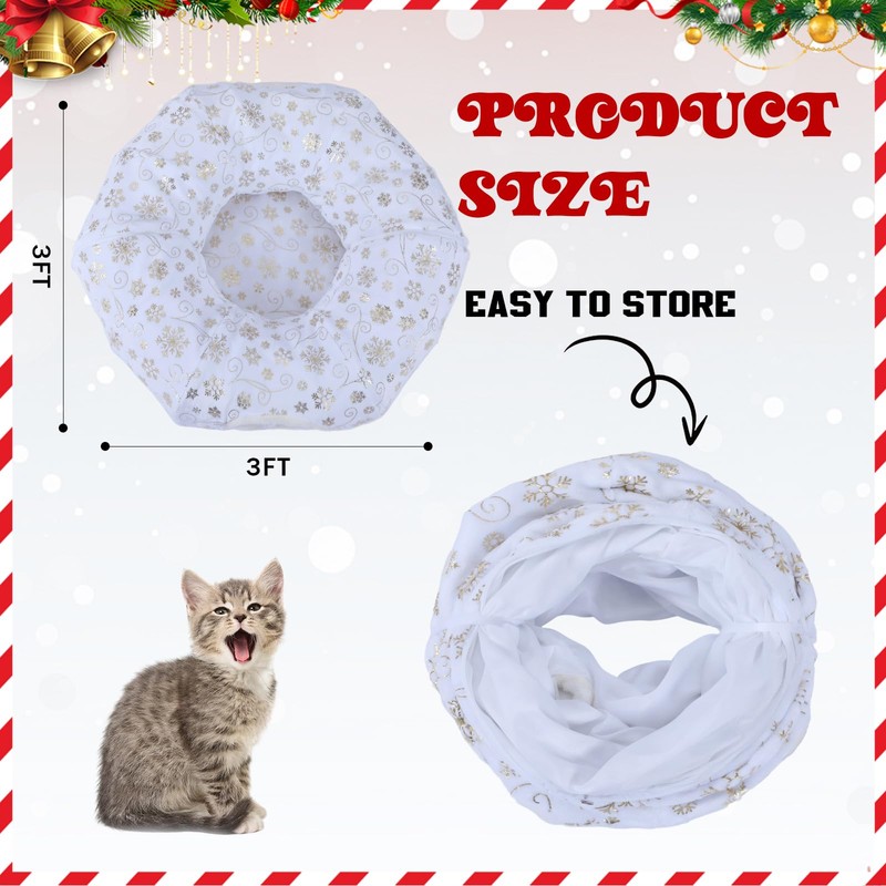 Seeloowy Christmas Tree Cat Tunnel Bed Cat Donut Tunnel Toy