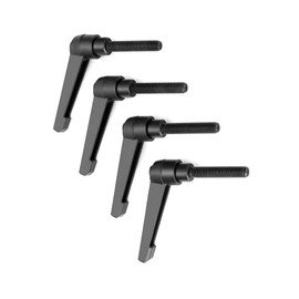 QWORK® Pack of 4 M6 Clamping Lever Handle Alloy External Thread Adjustable Machine Handles, Thread Length 40 mm, Handle Length 50 mm
