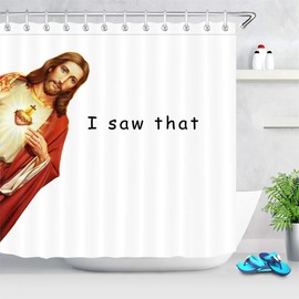 LB Jesus Shower Curtain Quotes I Saw That Christian Shower Curtains for Bathroom with Hooks 72x78 inch Waterproof Polyester Fabric Bathroom Decorations
