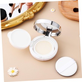 IWOWHERO Cushion Foundation Box 2pc Portable Silver Edge Loose Powder Container Puff for Women and Teen Girls Small Makeup Powder Puff Box for Travel