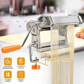 Pasta Maker Machine 180 Roller Adjustable Thickness 2-in-1 Noodles Maker Cutter