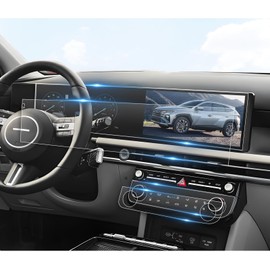 BIBIBO 4Pcs for 2025 Hyundai Tucson Screen Protector 2025 Hyundai Tucson/2025 Hyundai Santa Cruz 12.3" Navigatin Display& Air Conditioning Screen Protector [Anti-Glare &Scratch Ultra-Clear] 2025 Hyundai Tucson Accessories 2025 Santa Cruz