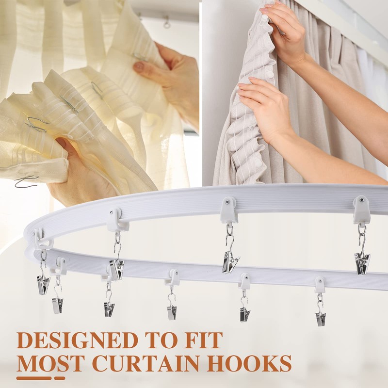Amyhill 100 Pcs Curtain Track Roller Hooks Rail Ceiling Gliders