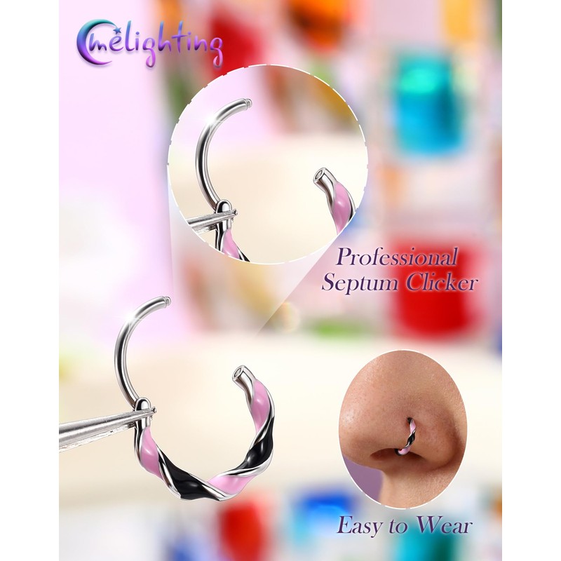 20G Twist Nose Ring Hoop Stainless Steel 316L Piercing Black
