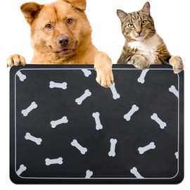 Dog Bowl mat and Dog Feeding mat, Dog mat for Water Bowl, Absorbent Non-Slip pet Water Bowl mat Quick Drying Dog Food mat cat matt for Food and Water（Black+18.1x12.5in+Rectangular）