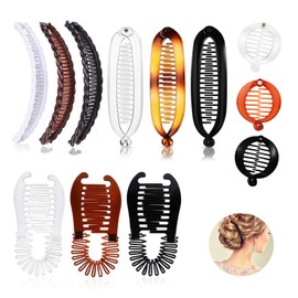 XZEIT Banana Hair Clips Set Vintage Fishtail Hair Clip 12 Pieces 4 Styles Accessory for Women Girls Long, Curly or Straight Hair
