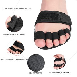 Xemz Metatarsal Foot Pads, 1 Pair Adjustable Open Five-Toes Socks Forefoot Pad Non-Slip Ball of Foot Cushions Cushioning Supports for Women Men Foot Overlapping Toes Hallux Valgus Corrector (S)