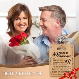 Gleevara Ruby Wedding Gifts, 40th Anniversary Wedding Gifts, Romantic Bamboo Cutting Board for Ruby Wedding Couple Husband Wife