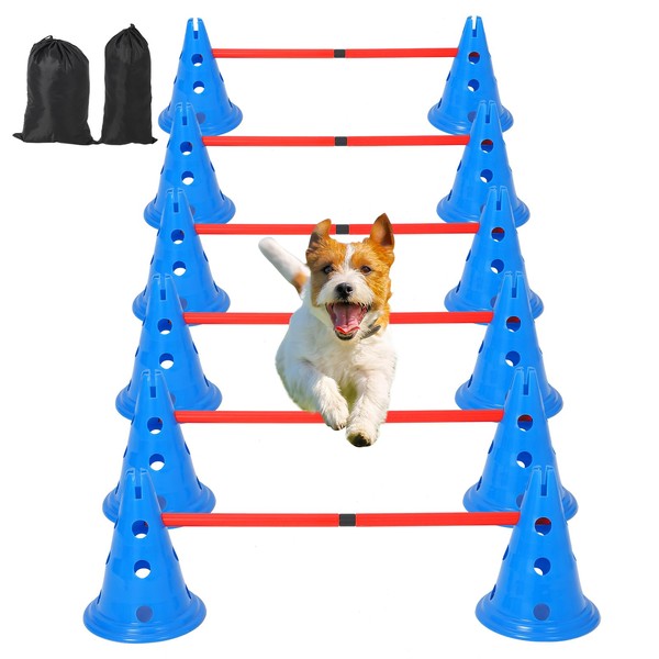 GarveeLife Dog Agile Hurdle Cone Set, Puppy Agile Training Hurdle