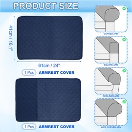 sourcing map 2 PCS Armrest Covers, Couch Arm Cover Furniture Protect Slide Recliner Chair Armchair Covers with Side Storage Pocket for Sofa Recliner, Navy