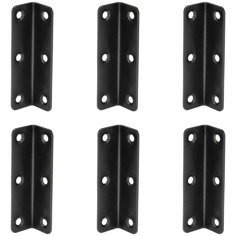 6 PCS Stainless Steel Corner Braces,L-Shaped Extended Fastening Brackets (Black)