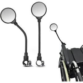 Wheelchair Rear View Mirrors, 360° Rotating Telescopic Wide-Angle Rearview Mirror for Wheelchair & Mobility Scooter, 2 PCS