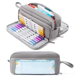 Kalidi Pencil Case with 3 Compartments, Large Capacity Pencil Case, Pencil Pouch for School & Office