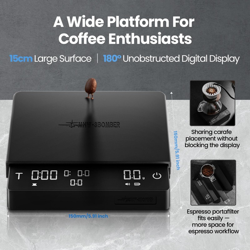 MHW-3BOMBER Large Coffee Scale with Timer, Digital Pour-Over Scale with