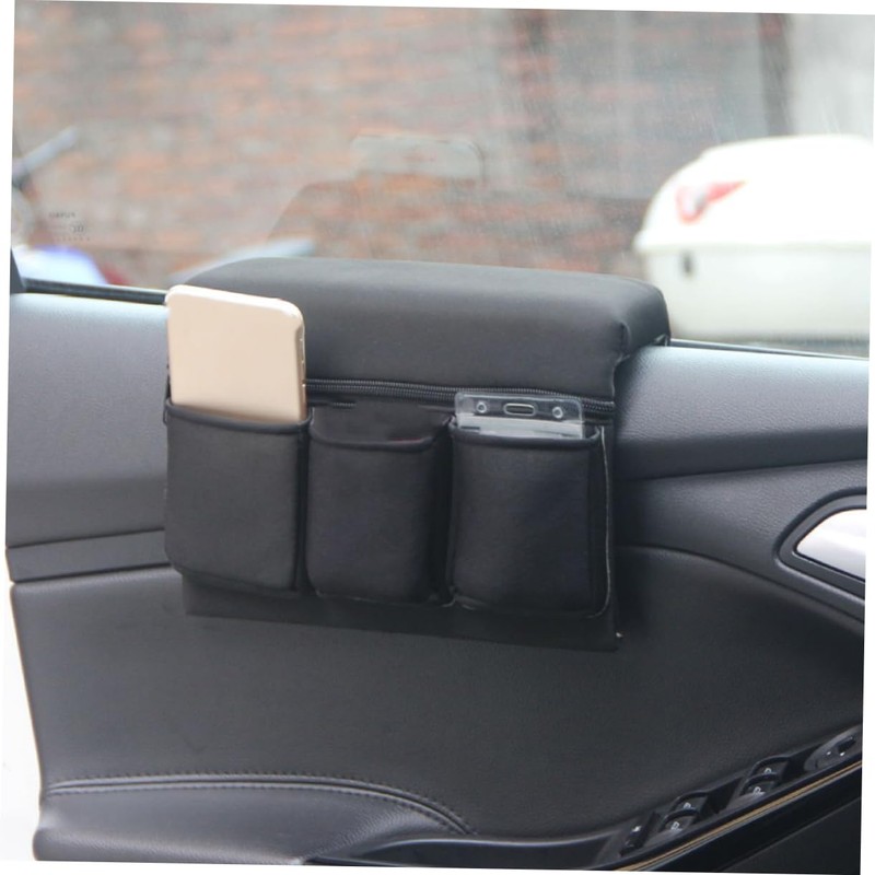 Ipetboom Car Door Armrest Pad with Pocket Luxurious Leather Support