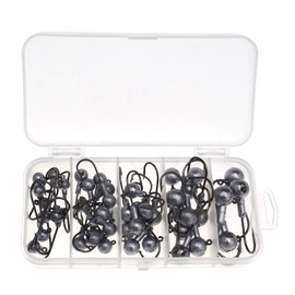 EMSea 45PCS Jig Fishing Hook 2.5g 3.5g 5g 7g 10g Assortment Hook Ball Jig Head Fishing Set with Tackle Box for Predatory Fishing