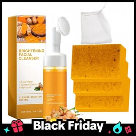 BISUTANG Turmeric Wash and Care two PieceSetTurmericCleansing Mousse, Turmeric SoapFacialCleansing Skincare FacialCleansing CleanserFacial Wash Comfort - Specification: 2*soap+cleansing mousse