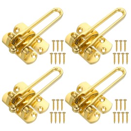 PATIKIL Door Chain Lock, 4 Pcs Door Swing Bar Lock for Home Security Front Doors and Inside Doors with 28 Pcs Screws for Home Bedroom Hotel Apartment, Light Gold