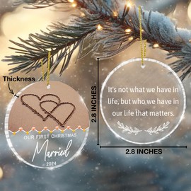 2 Pcs First Christmas Married Ornament 2024, Just Married Christmas Ornaments, Wedding Ornament Gifts, Newlyweds Gifts for Couples, Christmas Tree Ornament Keepsake