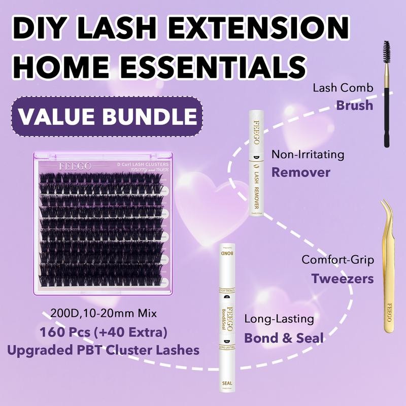 FEEGO 200D Lashes Extension Kit Thick Eyelash Extension Kit 10-20mm
