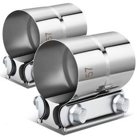 DNA MOTORING EXA-CL-212 2Pcs 2.25 Inch Lap Joint Band Clamps for Exhaust Muffler Repair,304 Stainless Steel