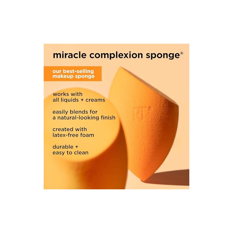 Real Techniques, Esponja Miracle Complexion con Estuche de Viaje, Esponja