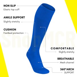 ShopMCR Unisex Football, Rugby, Hockey Sports Knee High Long Socks, Kids, Adults, juniors Knee High Football Socks Outdoor game Soccer Socks (3-6, Blue)