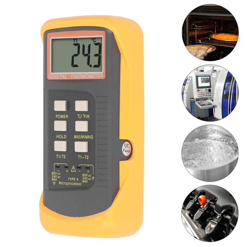 K Type Thermocouple Thermometer, -58℉ ~ 2498℉ Dual Channel Digital