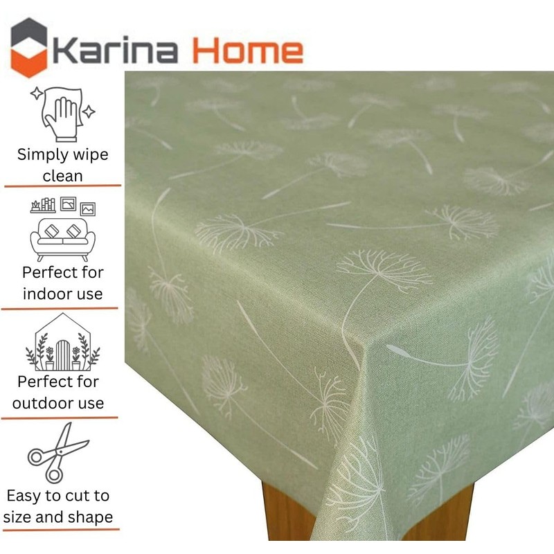 Karina Home Megan Wipe Clean Tablecloth Vinyl PVC Round (Round,
