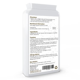 Flaxseed Oil Supplement 2000mg Daily Dosage - 90 Easy Swallow Vegan Capsules - Potent Source of Omega 3 Fatty Acids Including Alpha Linolenic Acid- High Strength - UK Manufactured by Pharmanostix