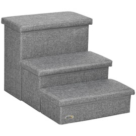 3-Steps Pet Stairs with Storage - Gray
