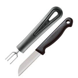 Westmark Messer + Pellkartoffelgabel mit 3 Zinken, Set 2-tlg., Rostfreier Edelstahl/Kunststoff, Gentle/Techno, Silber/Schwarz, 28152280