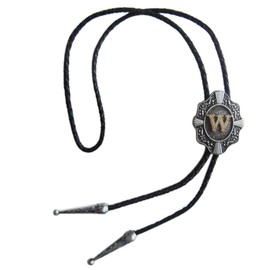 JEAN'S FRIEND Initial Letter W Western Wedding Bolo Tie Leather Necklace (Letter W)