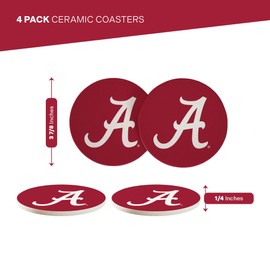 Desert Cactus The University of Alabama Ceramic Coasters 4 Pack Crimson Tide Bama UA Absorbent Drink Coasters with Cork Backing (Design A)