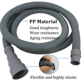 AcbbMNS 6.56 Feet (2M) Washing Machine Drain Hose Extension Kit, Flexible Corrugated Dishwasher Drain Pipe Washer Discharge Hose with 1 Adapter 1 U-Bend Holder 2 Hose Clamps