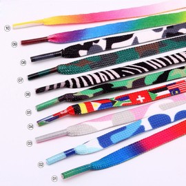 ShinefromCloud 47" Colorful Printed Shoelaces Wide Flat Shoe Laces for Sneakers Casual Shoes Fashion Accessories(Pink Purple)