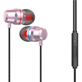 Frentaly HIFI Bass Stereo Wired Earbuds Headset In-Ear Earphone Headphone MIC 3.5mm - Pink