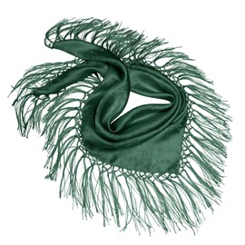 Silk cloth dirndl costume cloth 75 x 75 cm dirndl cloth 100% silk fringe cloth for traditional costume silk scarf with fringes shoulder scarf silk clouth best quality, dark green