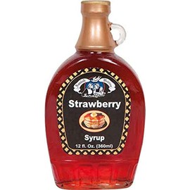 Amish Wedding Foods Fruit Flavored Pancake & Waffle Syrup, TWO 12 fl. oz. Bottles (Strawberry)