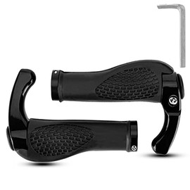 ROCKBROS Bike Grips Single Lock-on Bicycle Handle Bar Ergonomics Non-Slip Mountain Bike Handlebar Comfortable & Shock Absorption Rubber Grips for BMX, MTB,Scooter